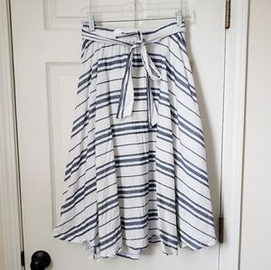 Striped High Waist Midi Skirt